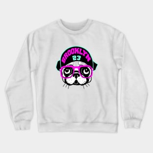 Brooklyn Spike Pug Pink & Teal Retro T-Shirt Crewneck Sweatshirt